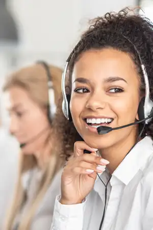 Customer service agent helping a customer