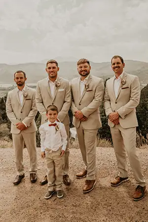Out of town groomsmen got their tuxedos delivered for an out of town wedding