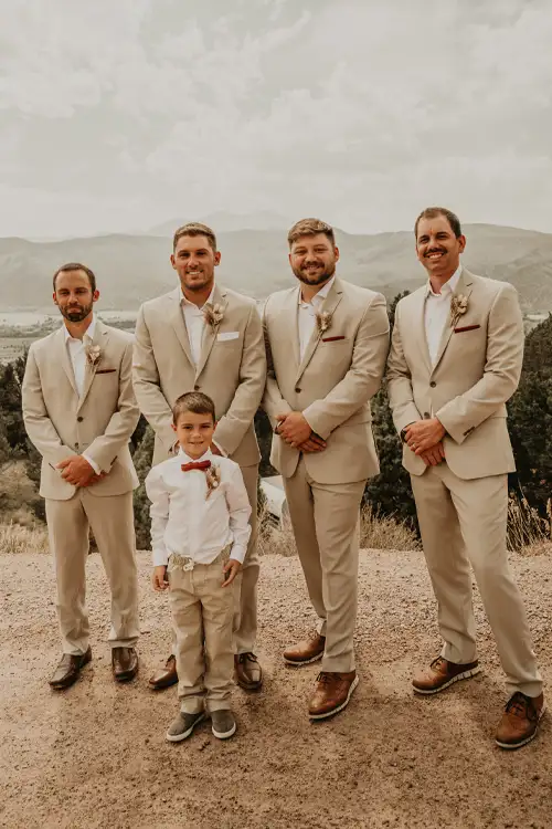Out of town groomsmen got their tuxedos delivered for an out of town wedding