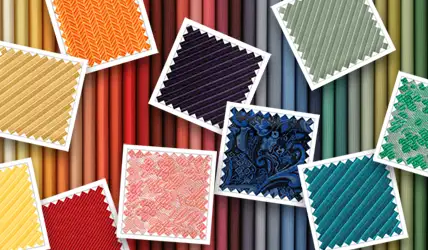 Multiple fabic swatches in multiple colors.