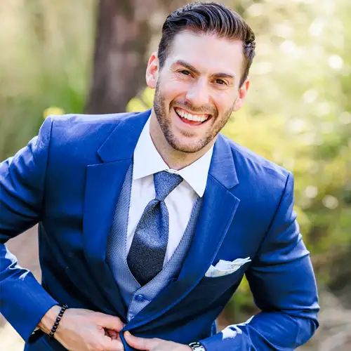 Groom wearing his free rental