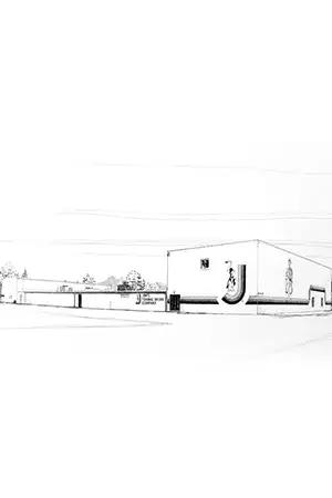 Sketch of the Jim's Formal Wear service center in Trenton