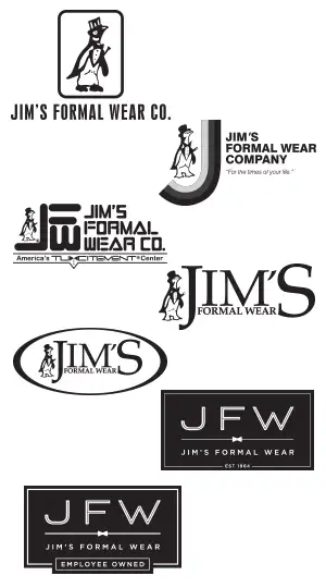 Jim's Formal Wear past logos